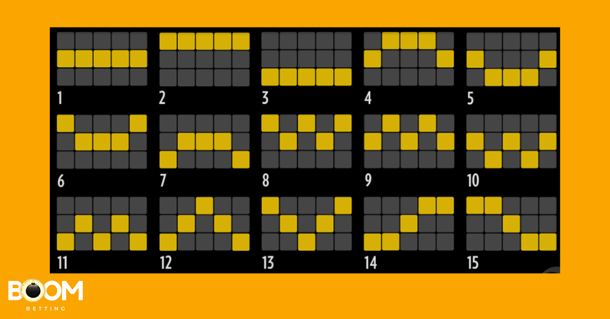 Midas Golden Touch slot paylines – visual layout of all 15 win lines in the game