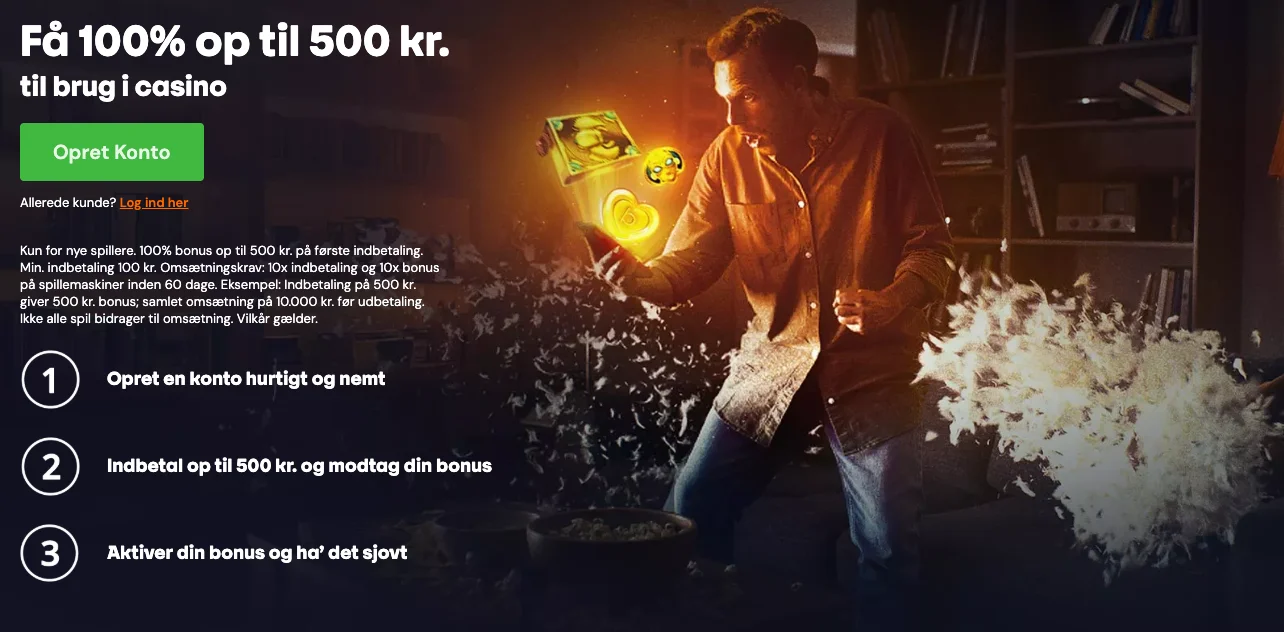 100 procent velkomstbonus op til 500 kr hos Betsson casino til nye spillere
