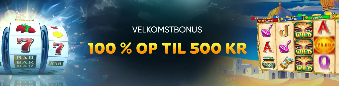 CasinoAndFriends, der viser velkomstbonussen 100 % op til 500 kr
